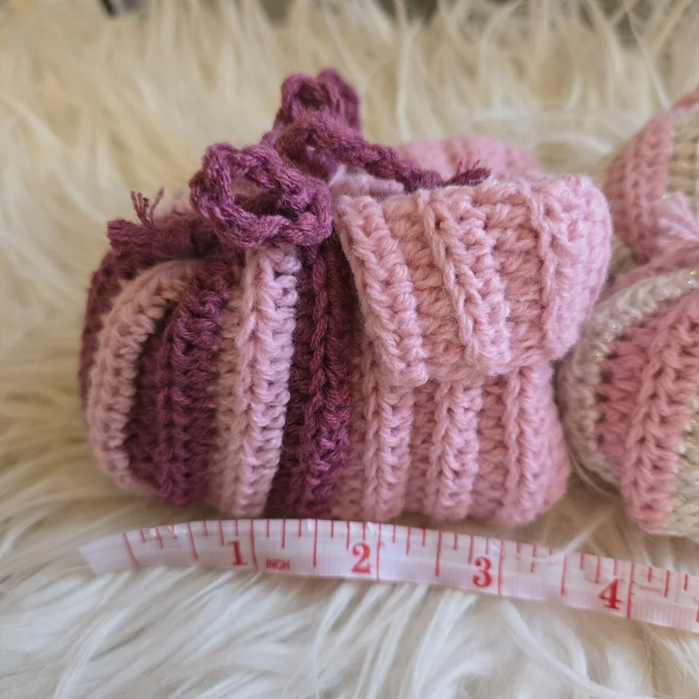 Pink and Purple Handmade Knitted Baby Booties